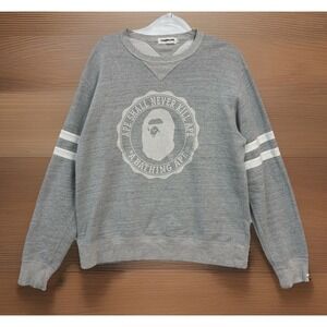 A Bathing Ape BAPE Classic Crewneck Sweatshirt Gray Sz L $200